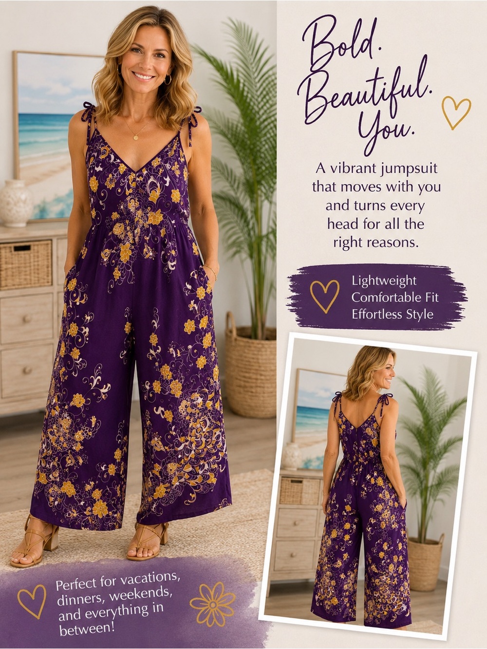 Women's Kathmandu Jumper Purple Yellow Floral - Picture 1 of 7